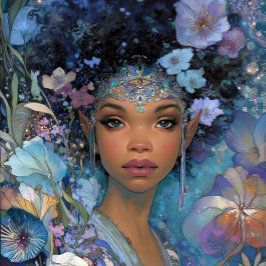 Arte de fantasía negra Diosa elfa afroamericana