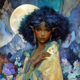 Arte de fantasía negra Reina Elfa Negra Diosa