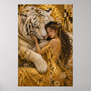 Arte de Fantasía Real Tigre Blanco Dorado