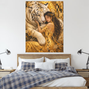 Arte de Fantasía Real Tigre Blanco Dorado