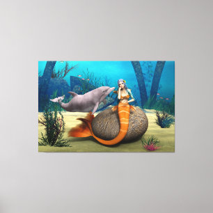 Arte de Fantasía Subacuática de Sirena Delfín Soña