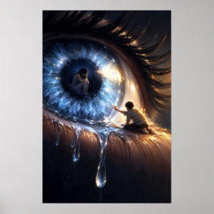 Arte de fantasía surrealista con ojo azul