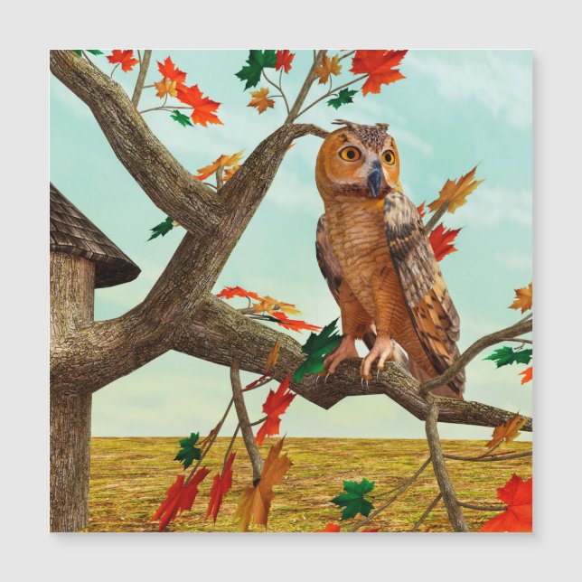 Arte de fauna del arce de búho de otoño (Anverso)