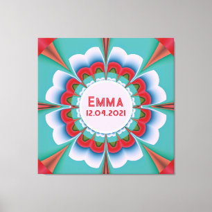 Arte de fecha de nacimiento de mandala floral de n