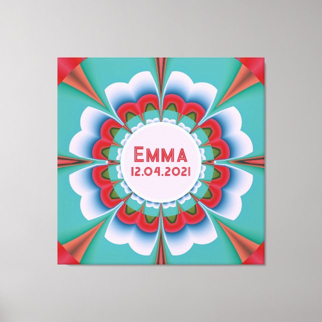 Arte de fecha de nacimiento de mandala floral de n (Anverso)