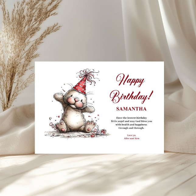 Arte de felicitación de cumpleaños con deliciosos  (Delightful whimsical animals birthday art greeting card

)