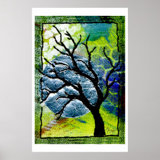 Arte de fibra de árbol y luna