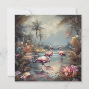 Arte de flamenco vintage tropical laguna Florida