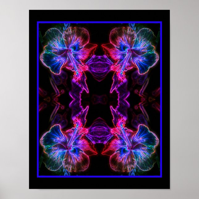 Arte de Flor Abstracta de Hibisco Neon (Frente)