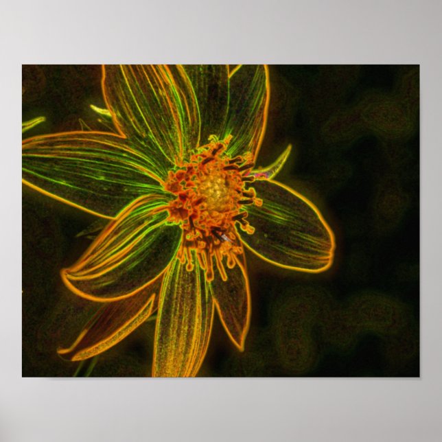 Arte de Flor Abstracta Eléctrica de Giro (Frente)