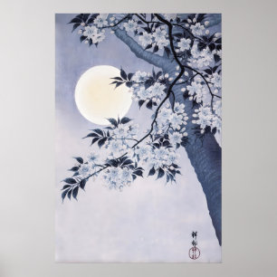 Arte de Flor de Cerezo Lunar Japonesa Sakura Vinta