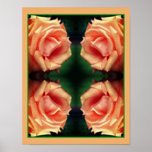 Arte de Flor de Espejo de Rosa de Melocotón en Flo
