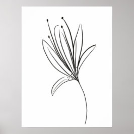 Arte de Flor de Línea Simple de Lirio Blanco Negro