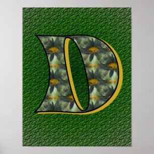 Arte de flor de margarita inicial de monograma D