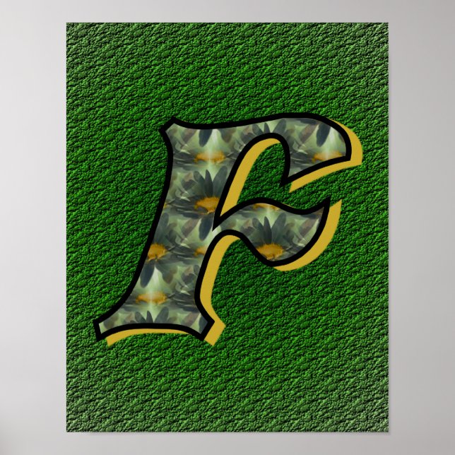 Arte de flor de margarita monograma inicial F (Frente)