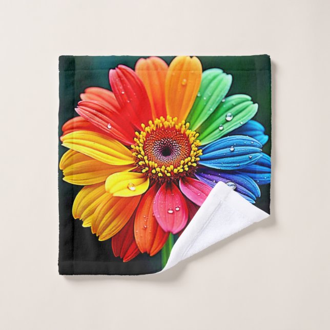 Arte de Flor de Pétalo de Arcoíris (Toallita)