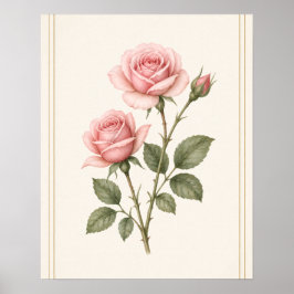 Arte de flor de rosa, impresión de arte de pared d