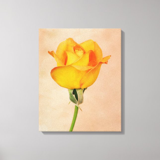 Arte de Flor de Rosa Naranja Única de Oro (Anverso)