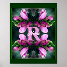 Arte de Flor Rosa con Inicial de Nombre de Monogra