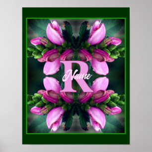 Arte de Flor Rosa con Inicial de Nombre de Monogra