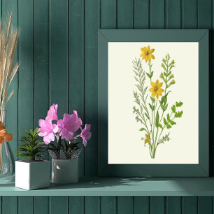 Arte de flores amarillas vintage