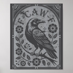 Arte de flores de cuervo negro retro F-caw-f diver