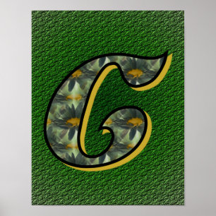 Arte de flores de margaritas iniciales de monogram