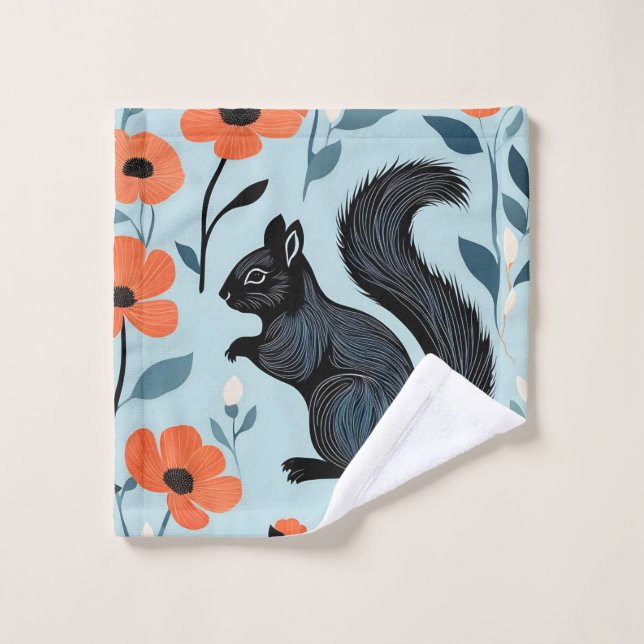 Arte de flores de primavera de ardilla (Toallita)