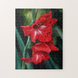 Arte de Flores Rojas Rompecabezas de Jardín Floral
