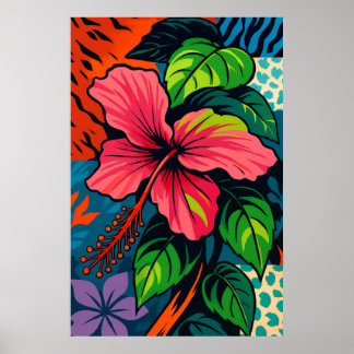 Arte de flores rosadas trópicas Hibiscus