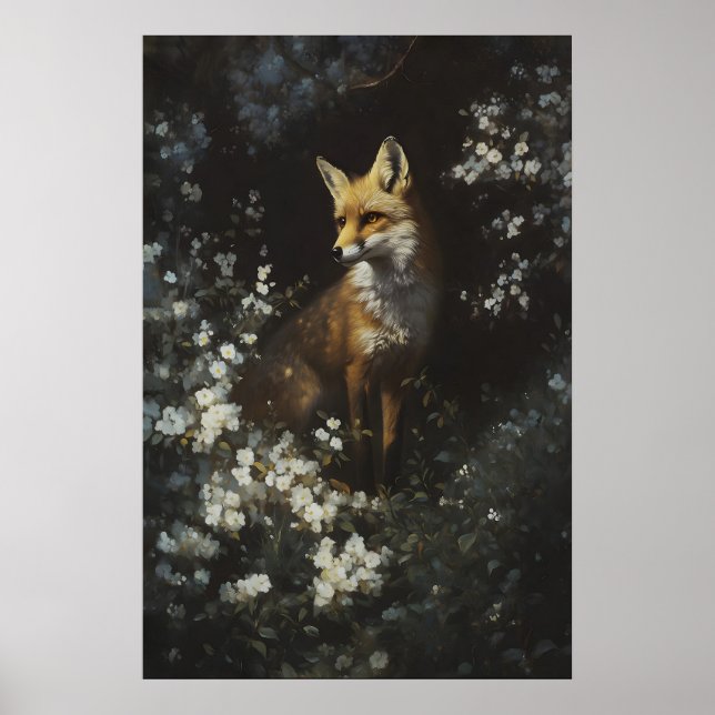 Arte de Flores Silvestres Blancas de Zorro del Bos (Frente)
