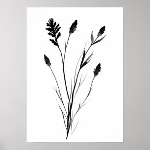 Arte de flores simples en blanco y negro de lavand
