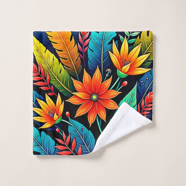 Arte de flores tropicales vibrantes (Toallita)