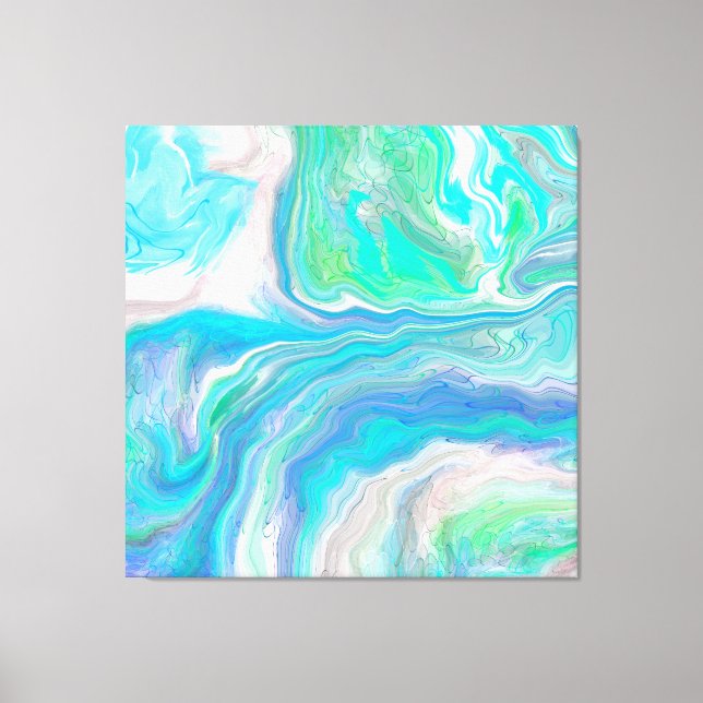 Arte de fluido de mármol azul y verde de vidrio ma (Anverso)