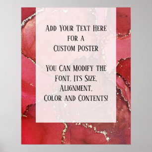 Arte de fluido de tinta de tinta roja y dorada