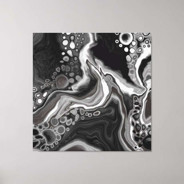 Arte de fluido digital de mármol blanco y negro (Anverso)