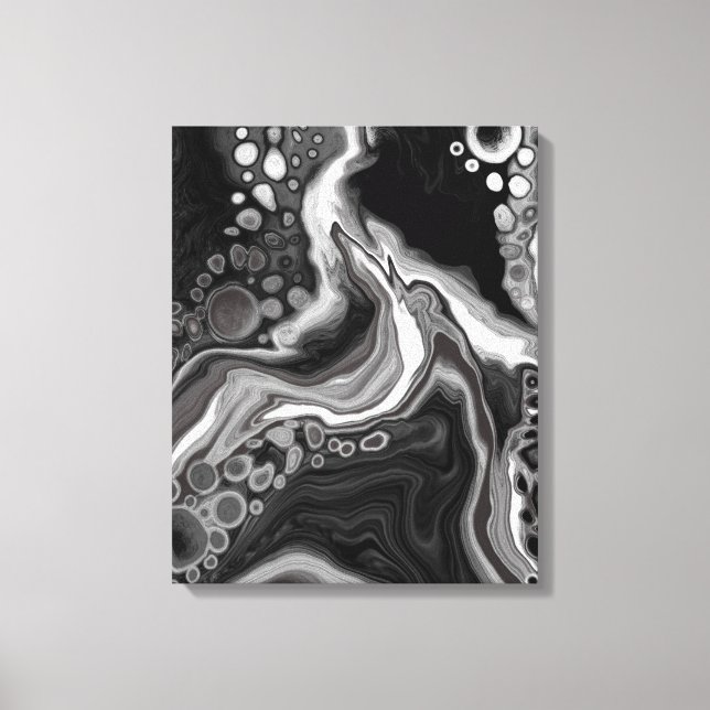 Arte de fluido digital de mármol blanco y negro (Anverso)