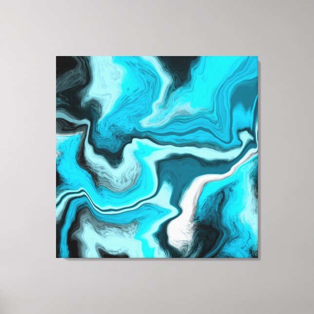 Arte de fluidos de mármol azul, negro y blanco (Anverso)