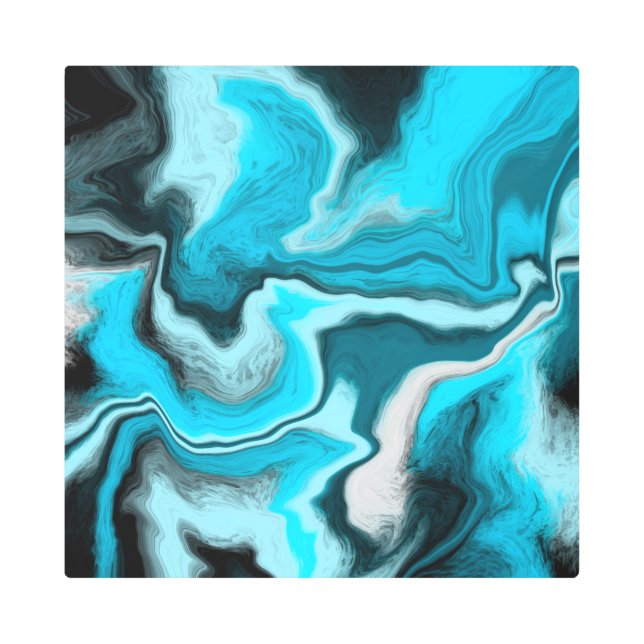 Arte de fluidos de mármol azul, negro y blanco (Anverso)