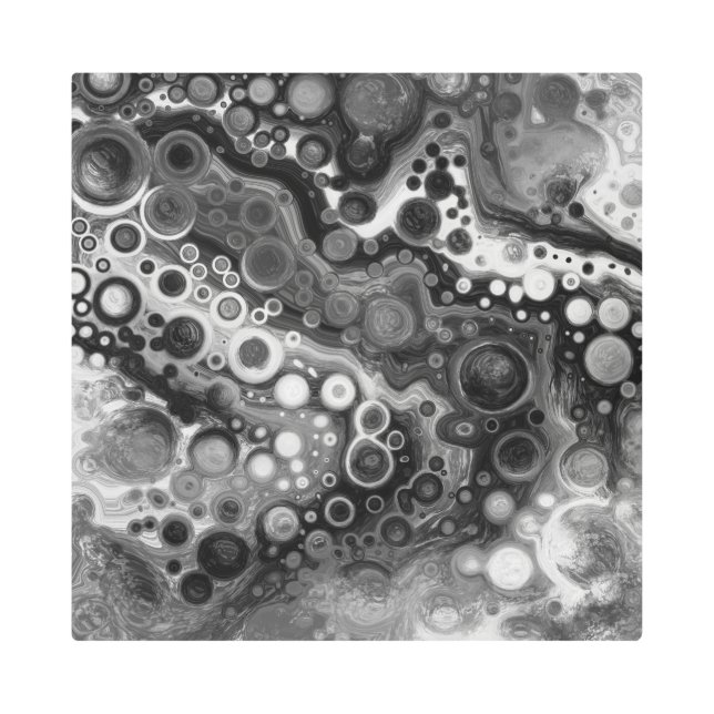 Arte de fluidos de mármol blanco y negro (Anverso)