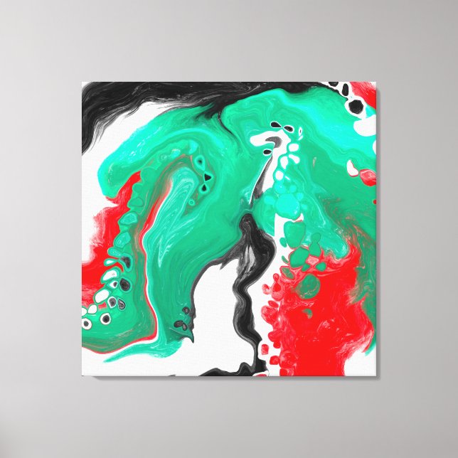 Arte de fluidos de mármol rojo, verde, negro y bla (Anverso)