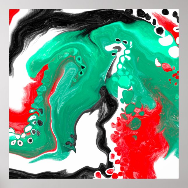 Arte de fluidos de mármol rojo, verde, negro y bla (Frente)