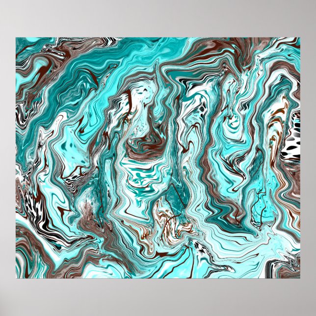 Arte de fluidos de mármol verde azulado y negro (Frente)