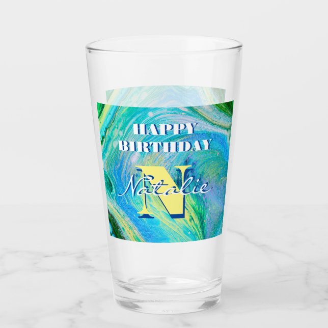 Arte de flujo acrílico azul Aqua (Anverso)