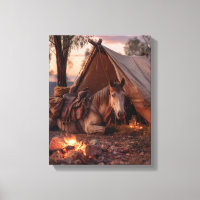 Arte de fogata occidental acogedor en una tienda d
