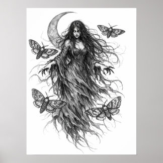 Arte de Folclore Oscuro de Bruja Nocturna Gótica y