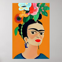 Arte de Frida Kahlo, poster de flores