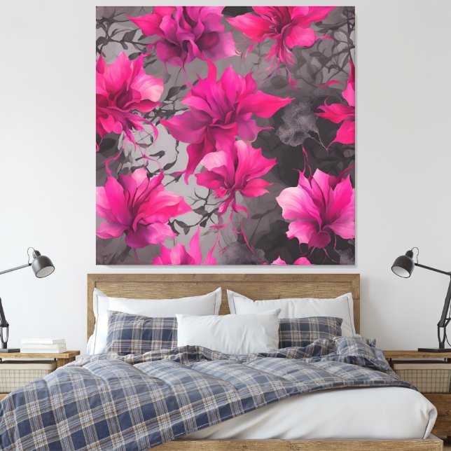 Arte de Fuchsia & Charcoal Field AI (Insitu(Dormitorio))