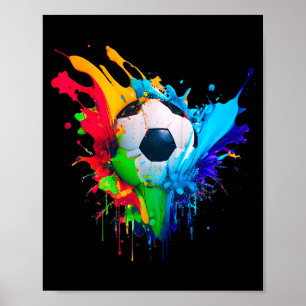 Arte de fútbol con salpicaduras de colores geniale