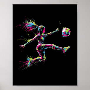 Arte de fútbol de niña de neón colorido Diseño de 